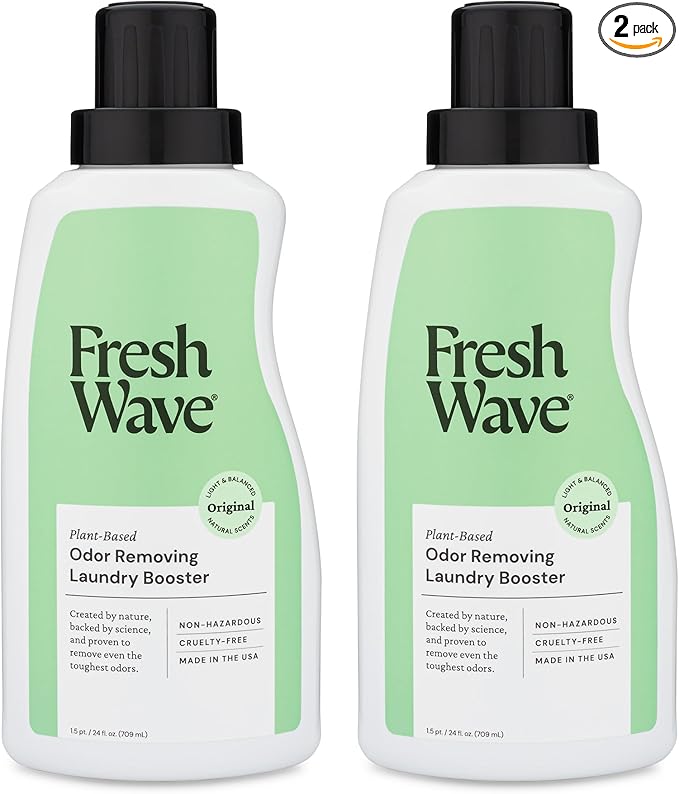 Fresh Wave Odor Removing Laundry Booster, 24 fl. Oz., Pack of 2 - Laundry Scent Booster, Safer Odor Relief, Natural Plant-Based Odor Eliminator, Pet Bedding, Activewear, Blankets & Fabrics