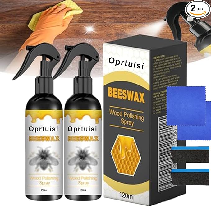 Oprtuisi Natural Beeswax Furniture Polish Spray, Wood Cleaner and Polish, 2-Pack