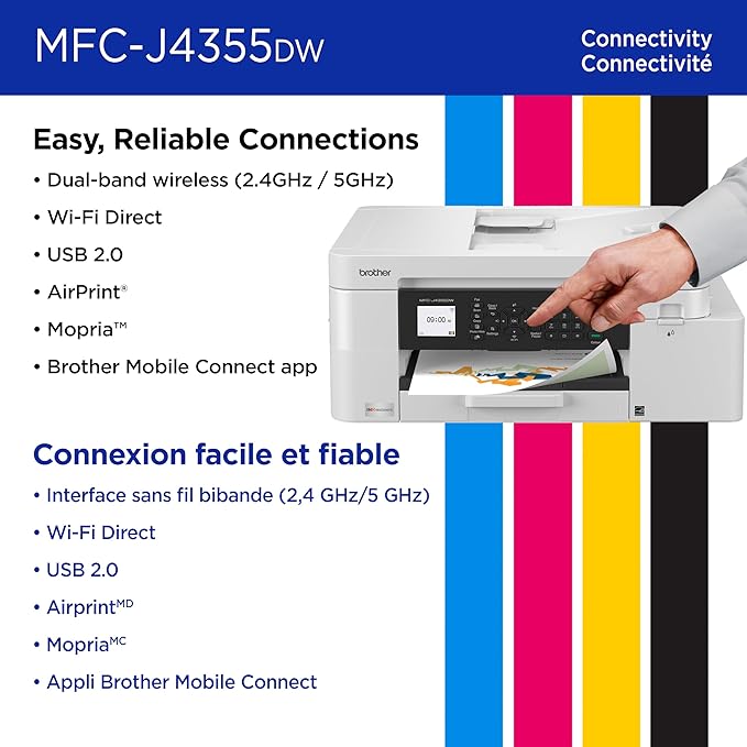 Brother INKvestment 4355 Wireless Color Inkjet All-in-One Printer with 1.8” Color Display and Manual Feed Slot | Includes Refresh Subscription Trial(1) (MFC-J4355DW)