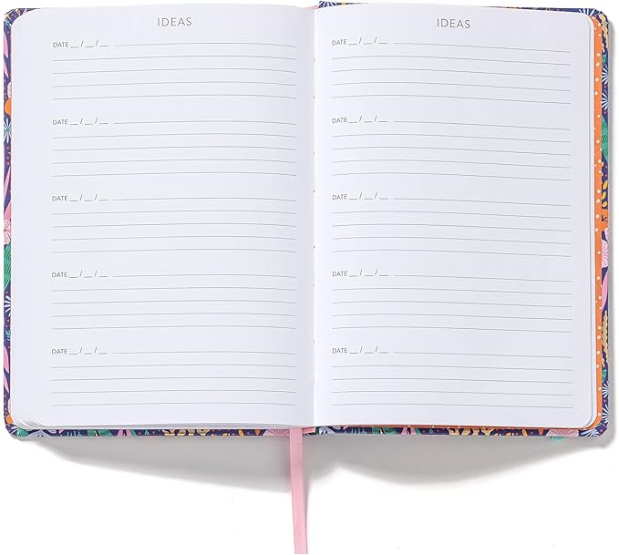 High Note Non-Dated Journal Notebook, 6" x 8.5" Lined Softcover Notebook with Gold Foil Accents, 183 Pages, Elastic Band and Ribbon Bookmark