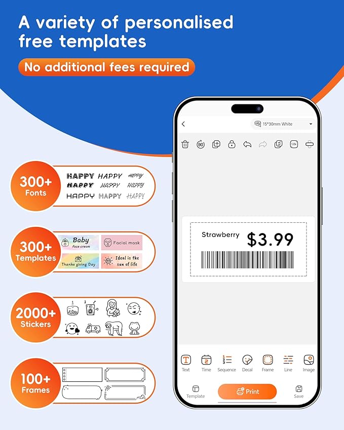 B21 Label Maker Machine with Tape, 2-Inch Wide Waterproof Tape, Bluetooth Portable Label Maker for Small Business, Office, Home, School Organization