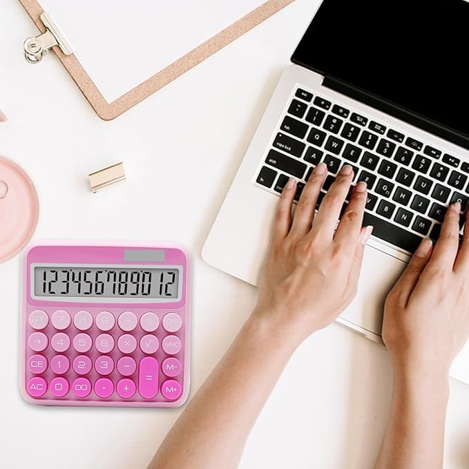 Gradient Pink Calculator, Big Button Calculator with Large LCD Display, Hot Pink Office Desk Accessory for Offices, Schools, Homes and Businesses