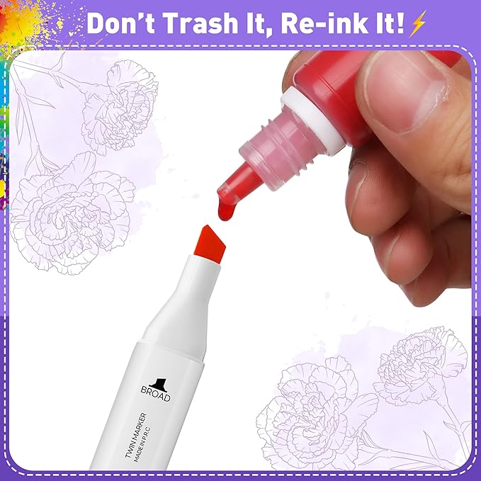 Alcohol Markers Set 80 Colors - Coloring Markers for Adult Coloring Books Professional Permanent Blending Marker Pens Artist Sets for Drawing Painting Sketching Illustration Kids Gifts