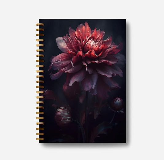 Dark Academia Moody Dahlia Notebook for Women - Gothic Goth Floral Journal, Witchy Journal Notebook, Witch Stuff, Gothic Office Supplies, Halloween Notebook, Spiral Notebook 5.5x8.3
