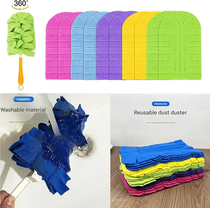 360° Electrostatic Duster Refills with Duster Handles, Reusable Duster Refills Washable Hand Duster, for Cleaning, Office, Ceiling Fan (1 Handle + 30 Refills)