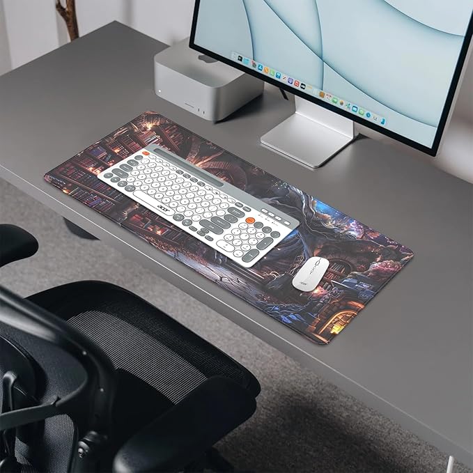 Magic Library Mouse Pad,Mysterious Collection of Books Mousepad Desk Pad with Stitched Edges,Non-Slip Waterproof Rubber Base Mouse Mat Desk Mat for Office Computer Keyboard Laptop Home(27.5x11.8 in)