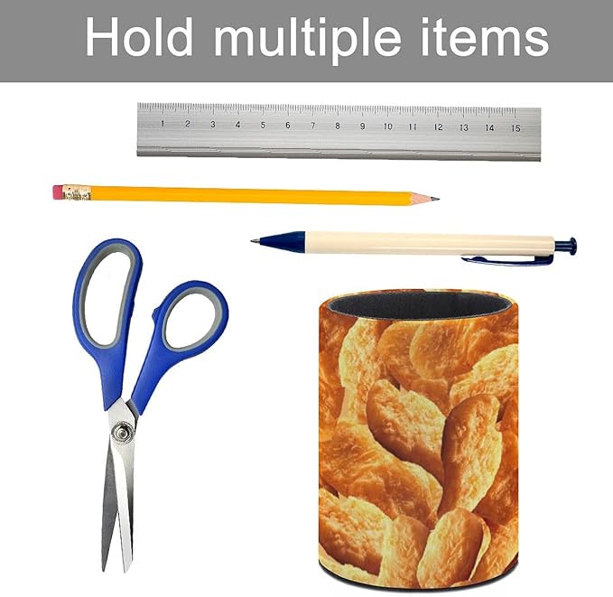 Chicken Nuggets Pen Holder Pencil Organizer Cute Pencil Cup Desk Decor Makeup Brush Holder PU Multifunctional Office Suppliesfor Home Classroom School