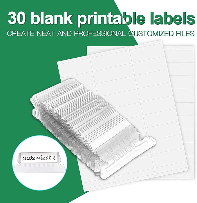 HERKKA Hanging File Folders, 30 Pack Reinforced Letter Size Hanging Folders, Designed for Bulky Files, Filing Cabinet, 1/5-Cut Adjustable Tabs (Green)