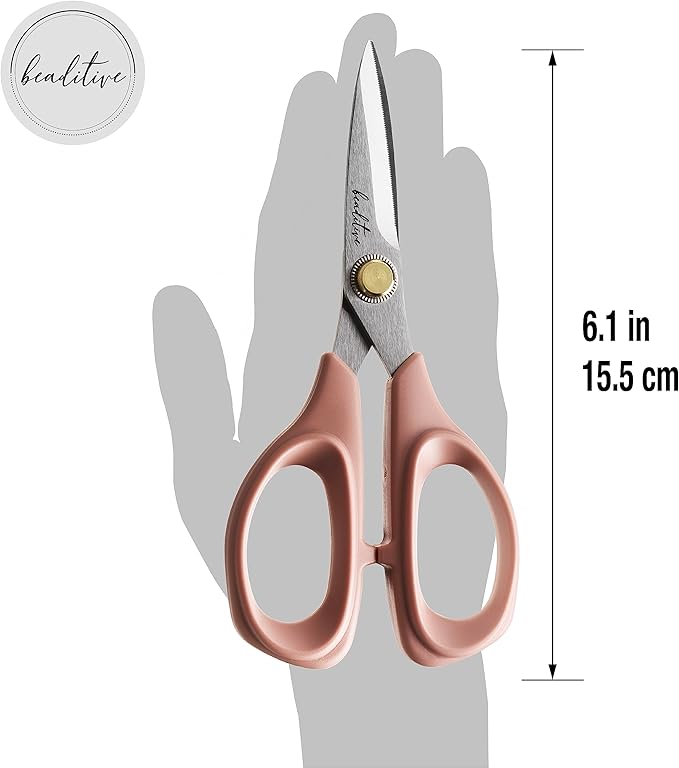 Beaditive Sewing Scissors - 6-Inch Stainless Steel Fabric Scissors - Professional Scissors With Serrated Blade for Cloth Cutting & Quilting - Comfortable Craft Tailor & Dressmaker Shears – Light Coral