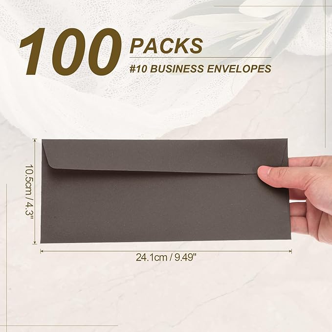 PATIKIL 100 Pack Dark Coffee #10 Business Envelopes, Colored Self Seal Letter Size Envelopes for Business Mailing Office Checks Invitation, 4-1/8 x 9-1/2 Inches