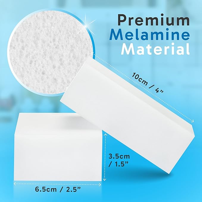 (40 Pack) Extra Large Eraser Sponge - Extra Thick, Long Lasting, Premium Melamine Sponges in Bulk - Multi Surface Power Scrubber Foam Cleaning Pads - Bathtub, Floor, Baseboard, Bathroom, Wall Cleaner