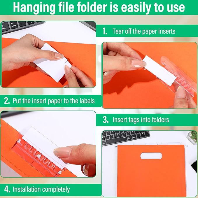 Estune 48 Pack Extra Capacity Hanging File Folders Letter Size, Reinforced Hang File Folders with Heavy Duty 2 Inch Expansion, Durable Hanging Organizer Designed for Bulky Files, Assorted Colors