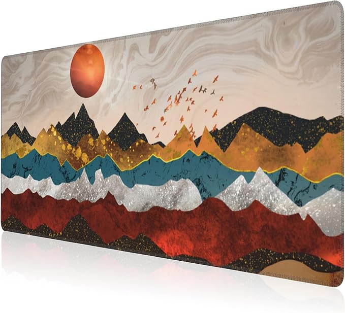 Mouse Pad, Large Colorful Precious Mountains Desk Mat, Extended Non-Slip Gaming Keyboard Mousepad Desk Pad, Thick Stitched Edges Waterproof Mouse Mat 31.5"x15.7" (Beautiful Landscape)