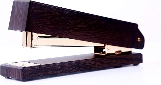 Woodgrain Black Stapler, Marbled Woodgrain Stapler, Elegant and Gorgeous Modern Accessory for Stylish desks in School, Home or Business - Rose Gold