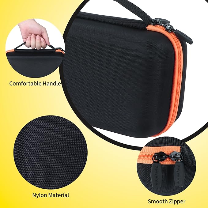 Case Compatible with Brother P-Touch PTH110 / PTH111 Pro / PTE110 Portable Monochrome Label Maker (Black+Orange Zipper)