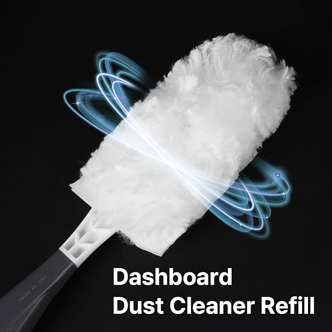 KMMOTORS 2-in-1 Full Circle Car Duster – Soft Microfiber Duster with Hidden Brush, Extendable Handle, 360° Cleaning, 10 Refills & Storage Bag Included. Ideal for Dash & Interior (Refill)