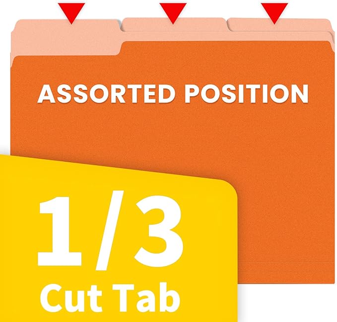 SUNEE File Folders, 150 Pack Manilla Folders 8.5 x 11, Colored File Folders Home Office School Supplies for Documents Files Paper, Orange