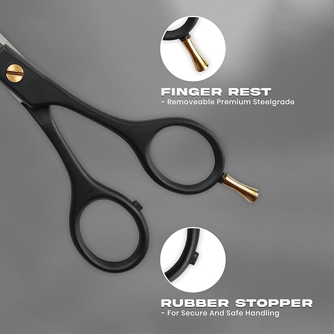 Professional Hair Scissors 6.5” - High Carbon Stainless Steel Barber Salon & Home Use Hair Cutting Scissors – Super Sharp Hair Shears Blades - Ergonomic for Men, Women & All Ages (Black, 6.5 inches)