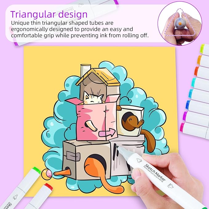 60 Alcohol Markers, Dual Brush Tip Art Markers, Coloring Marker for Adults Illustration Book Painting Card Making