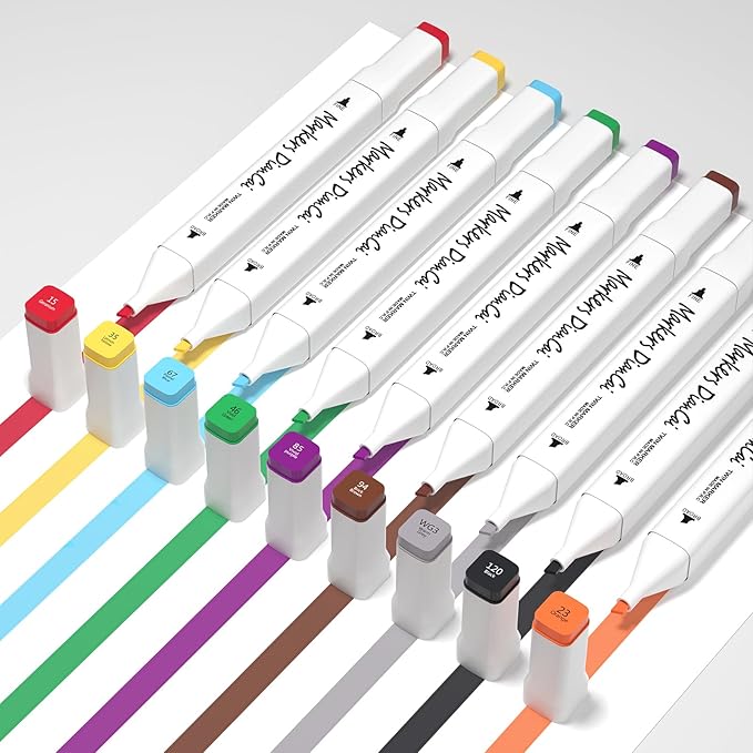 Alcohol Markers, 168 Colors Dual Tip Permanent Art Marker Set for Kids, Coloring Painting Supplies Sketch Drawing Pens for Adults, Holiday Present for Boys Girls Students (White)