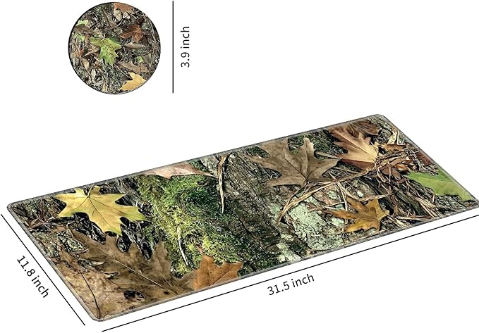 Desk Mat Large Gaming Mouse Pad (31.5x11.8 inch) with Stitched Edges, XL Mouse Pad +Coaster, Extended Mouse Mat Keybroad Mousepad Non-Slip Rubber for Gamer Men Women, Camo Tree