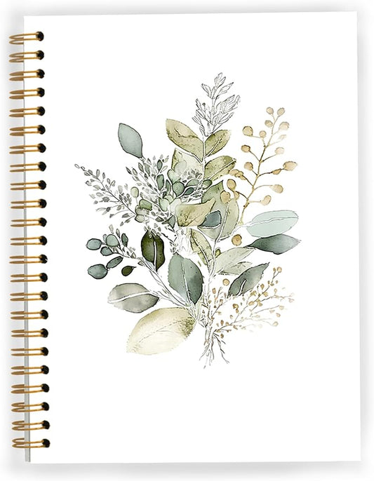 Boho Sage Green Floral Spiral Notebook, Green Eucalyptus Botanical Notebooks for Note Taking, Flower Floral Aesthetic Journal for Women, 5.5x8.3 Inch