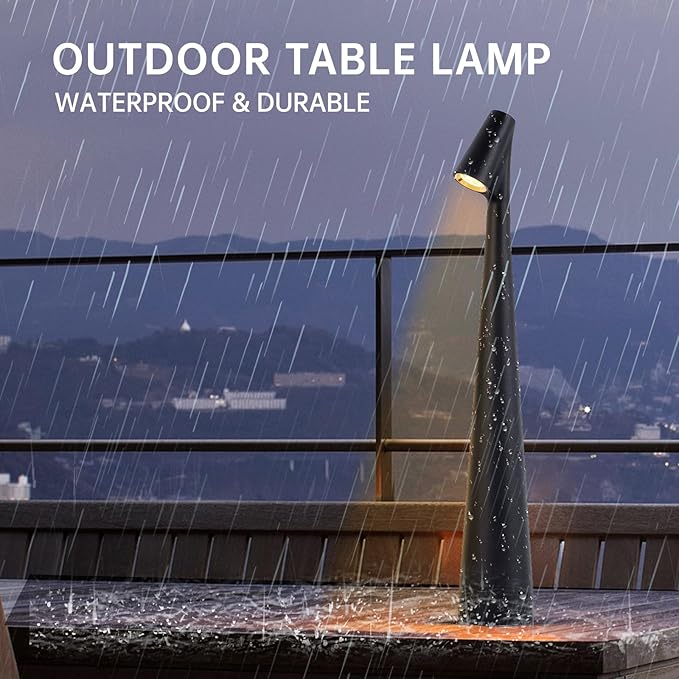 Cordless Small Table Lamps,3 Levels Brightness Portable Desk Lamp,Rechargeable Battery Lights for Outdoor, Restaurant, Bedside, Baby Night Light,Gifts(Black)