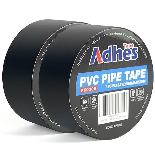 ADHES 2Rolls 6mil PVC Pipe Tape, 2inch x 36yd, Heavy Duty Waterproof Adhesive Tape for Plumbing, Sealing, and Pipe Repair