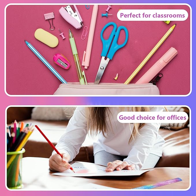 2PCS Flexible Ruler, 30cm/12inch Plastic Ruler Shatterproof Straight Edge Ruler Bendable Safe Soft Gradient Colored Flex Ruler with Centimeter and Inch Scales for School Classroom Office Kids & Adults