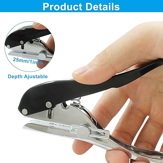 4 mm Single Hole Punch, Portable Hand Held Paper Hole Puncher, Black Long Hole Punch for Paper, Cards, Plastic