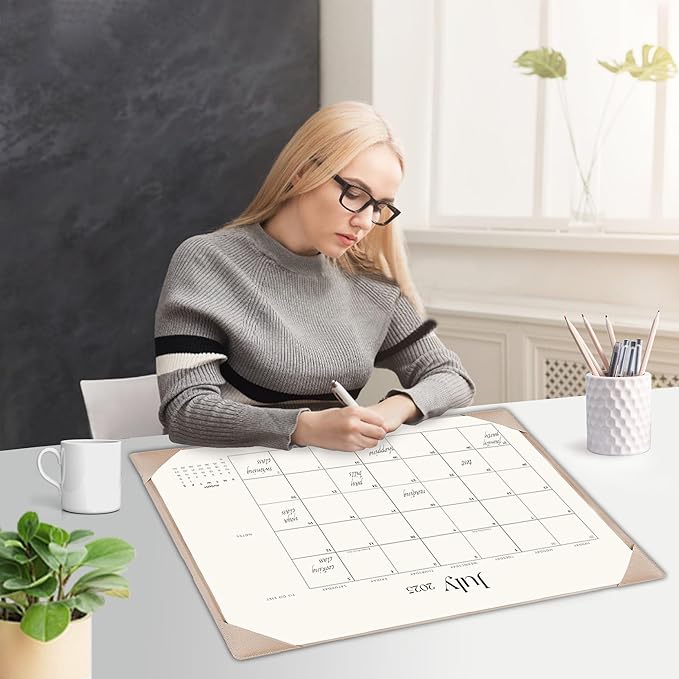 Large Desk Calendar 2025-2026 with Desk Mat, Desktop Calendar 18 Monthly Runs From July 2025 to December 2026, Desk Pad Calendar 22 x 17 Inch Perfect for Planning, Organizing, and Scheduling Your Life (Apricot)