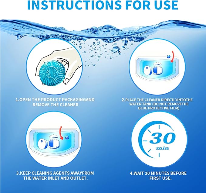 Bayimkleenr Automatic Toilet Cleaner Tablets, Septic Tank Safe, Removes Hard Water Rings and Stains, Deodorizes, Fresh Scent Toilet Tank Cleaner for Bathroom-(30 PACK)