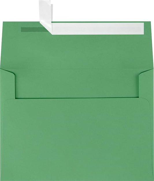 LUXPAPER A7 Invitation Envelopes for 5 x 7 Cards in 80 lb. Holiday Green, Printable Envelopes for Invitations, w/Peel and Press Seal, 500 Pack, Envelope Size 5 1/4 x 7 1/4 (Green)