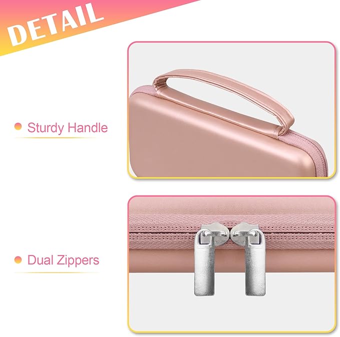 BOVKE Hard Travel Case for Texas Instruments TI-84 Plus CE/TI-84 Plus/TI-83 Plus CE/TI-83 Plus/Casio fx-9750GIII Graphing Calculator, Mesh Pocket for USB Cables, Manual, Pens, Accessories, Rosegold