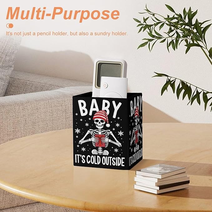 Fashion Pencil Pen Holder Cup, Waterproof Office Supplies, Waterproof Multifunctional Office Supplies Christmas Skeleton Funny Sugar Skull