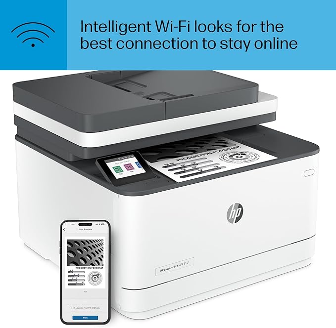 HP Laserjet Pro MFP 3101sdw Black & White Printer, Print, Scan & Copy