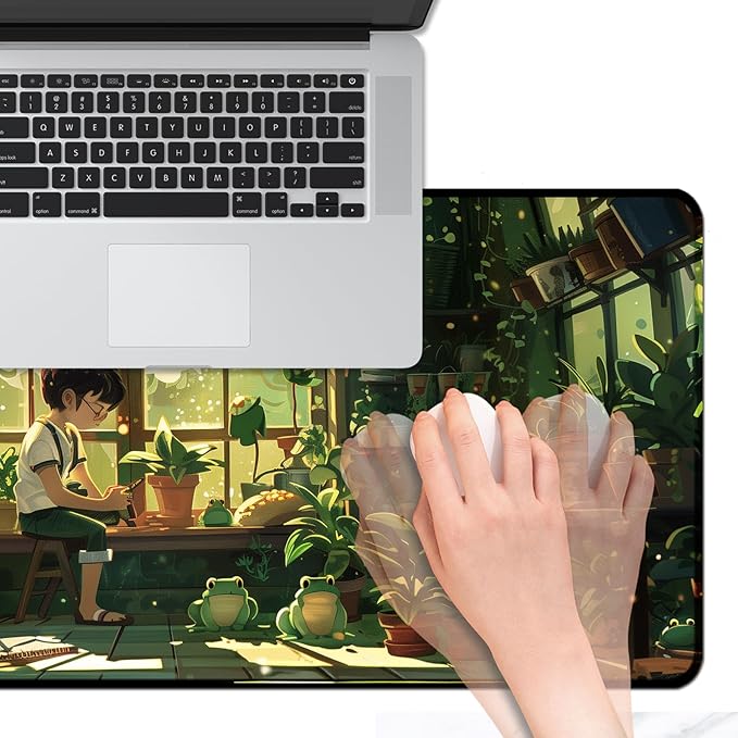 Frog Cute Mousepad 31.5 x 15.7 inch, Large Green Desktop Mat, Waterproof Desk Mat Gaming Mouse Pad, Laptop Pad, Computer Writing Mat for Home Office Desk Decor
