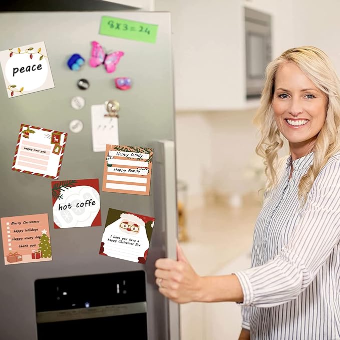 9 Pieces Christmas Sticky Note Christmas Candy Note Pads 450 Pieces of Christmas Santa Claus Notepad Self Adhesive Notebook Removable Memo Pads, 50 Sheets Each for Christmas School Office Home Present