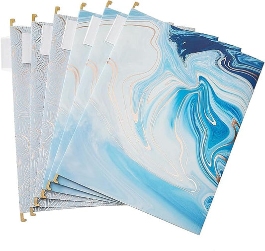 6 Pack Hanging File Folders Filing Cabinet Organizer Letter Size 1/5 Cut Adjustable Tabs Decorative for Home Office School Classroom, Gilding 9.3” x 12.8”…