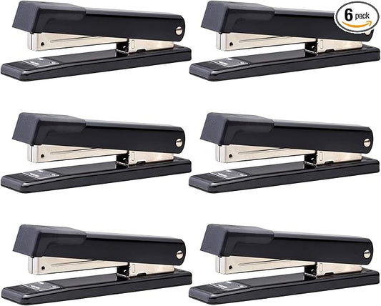 Bostitch Office Classic Metal Desktop Stapler, 20 Capacity, Dual Clinch, Opens for Tacking, Full-Strip, 6 Pack, Black