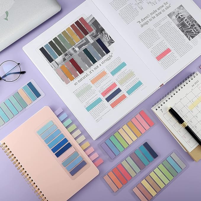 3200Pcs Sticky Tabs Book Tabs, Translucent Sticky Notes, Repositionable Annotation Tabs, Morandi Book Flags Marks, Writable File Folder Labels, Page Tabs, File Index Tabs (3200)
