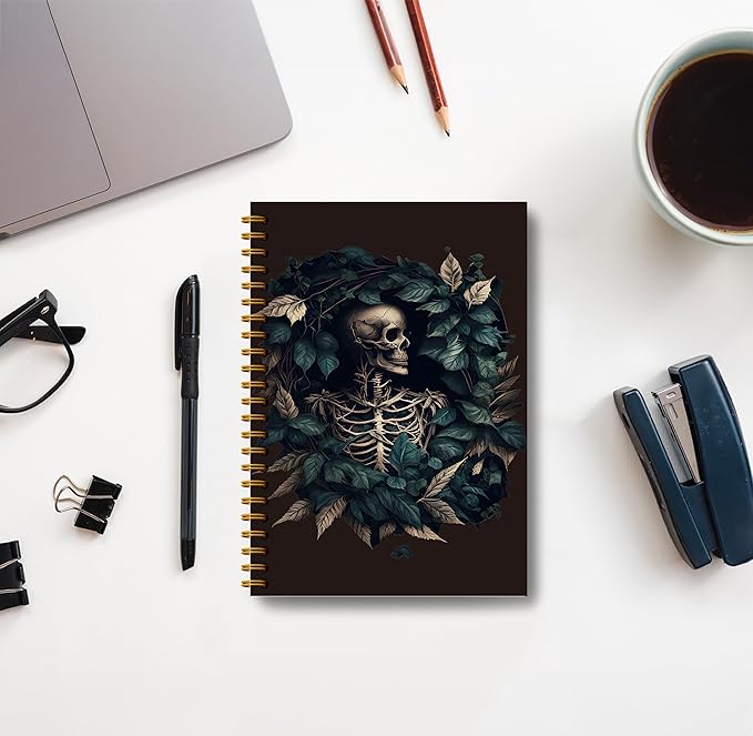 Goth Vintage Journal Notebook - Aesthetical Witchy Journal 5.5×8.3, Gothic Spiral Journal Notebook, Goth Notebook Spiral with 164 Pages