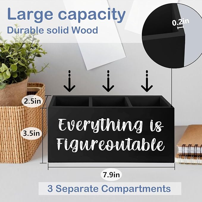 SNNDER Everything is Figureoutable Pen Holder, Inspirationsl Desk Decor, Positive Gifts for Women Men, Motivational Acrylic Pen Pencil Holder Organizer for Home Office Desk Accessories