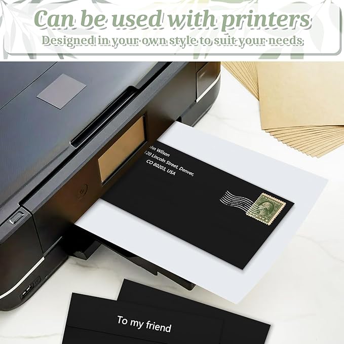 Mulbozy 50 Pcs Black #10 Business Envelopes, Self Seal Standard Envelopes, Windowless Business Mailing Envelopes for Office, Checks, Letters, Invoices, Statements, Wedding, Size 4-1/8 x 9-1/2 inch