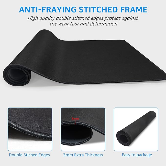 Non-Slip and Waterproof Gaming Mouse Pad, Extended XXL Desk Mat, Medieval Knight Design, Navy Blue and Beige, 31.5 x 15.7 inches, Lightweight