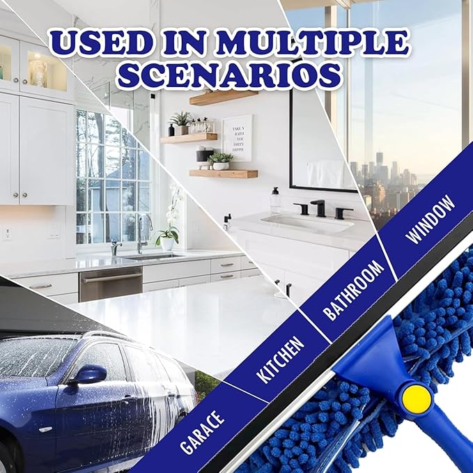 Window Cleaner Squeegee Kit - 2.38M (94ft) Cleaning Equipment with Long Handle 3 in 1 Extendable Window Cleaning Tool for High Windows,Glass,Home,Wall and Car