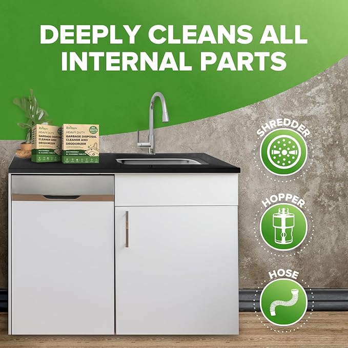 Renuv Dishwasher Cleaner + Garbage Disposal Cleaner - Heavy Duty Kitchen Appliance Deep Cleaning, Descaling and Deodorizing, (12 Tablets of each)