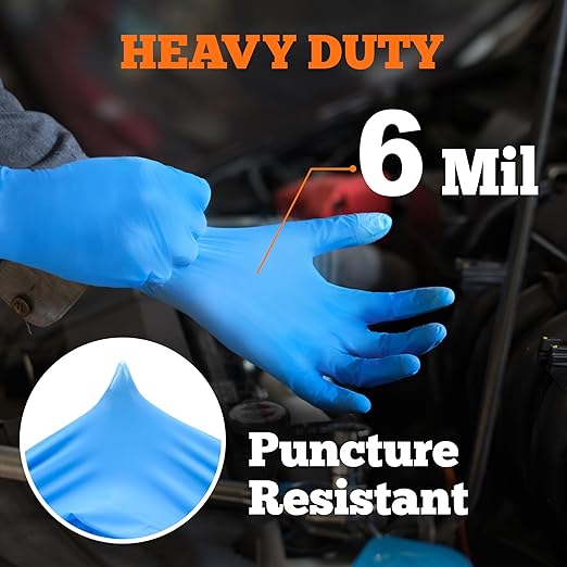 TitanFlex Nitrile Exam Gloves, Blue, 6-mil, Medium, Box of 100, Heavy Duty Nitrile Gloves Disposable Latex Free, Powder Free, Medical Gloves, Cooking Gloves, Mechanic Gloves, Cleaning Gloves