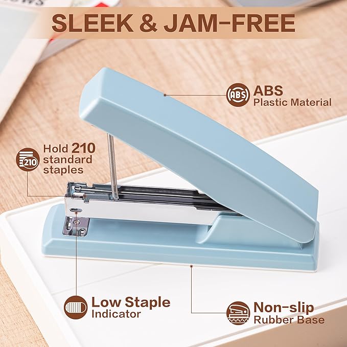 Deli Stapler, 12 Pack Staplers with 12000 Staples and 12 Staple Removers, Staplers for Desk, 25 Sheet Capacity, Blue