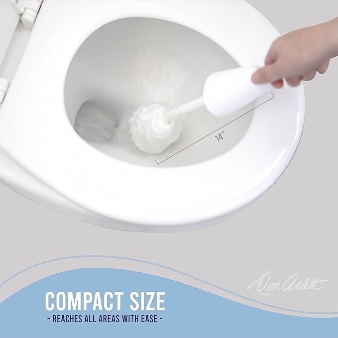 Don Aslett Johnny Mop | Set of 2 Toilet Brushes | 14" Handle to Easily Clean Toilet or Shower | Scratch Free Bowl Swab | Safe to Use with Your Favorite Toilet Bowl Cleaner